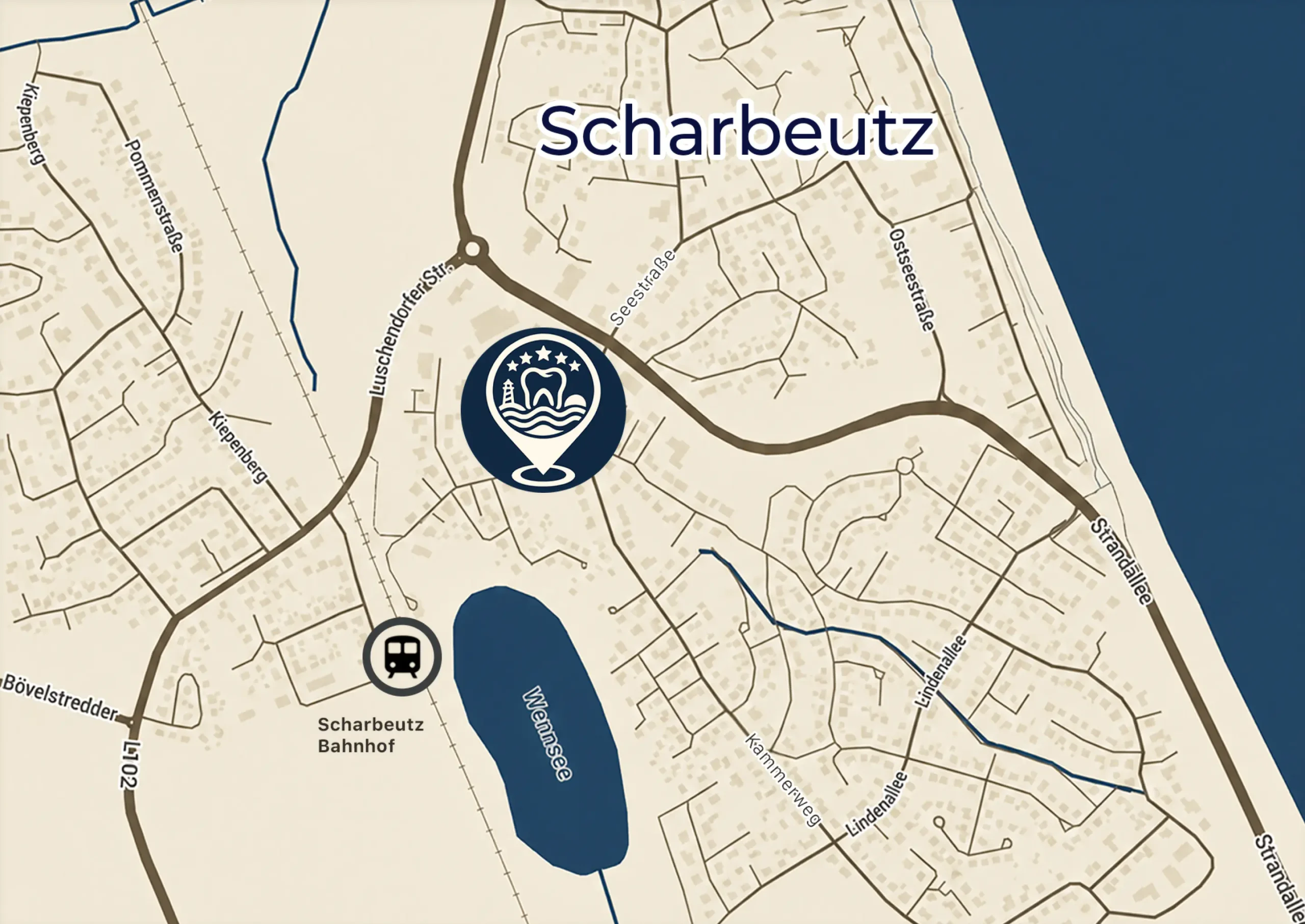 Anfahrt zum Zahnarzt in Scharbeutz, Praxis Am Bürgerhaus 1